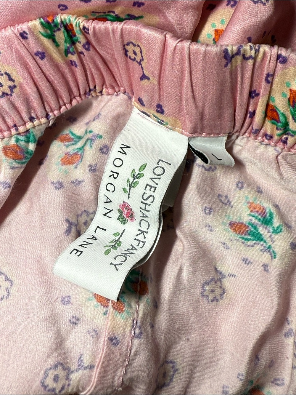 Love Shack Fancy x Morgan Lane Pink Floral Pajama Shorts Only Size Large - Picture 4 of 7